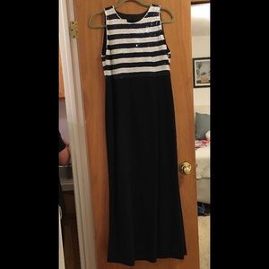 Vintage Escada sequin bodice wool maxi dress